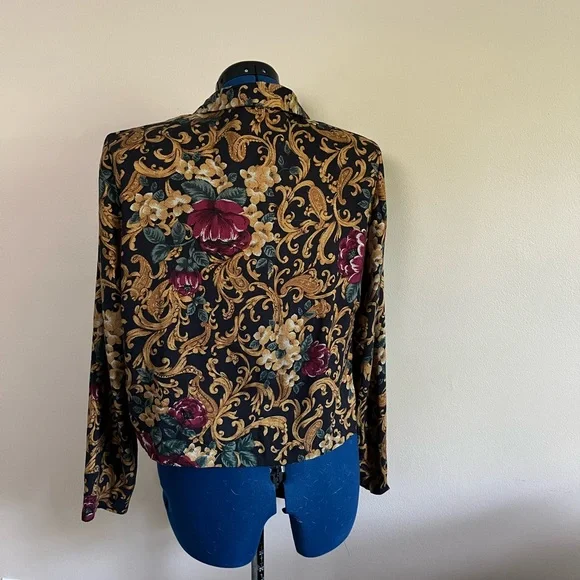 *VINTAGE* 90s cropped bomber jacket in gorgeous grannycore print - Picture 4 of 9